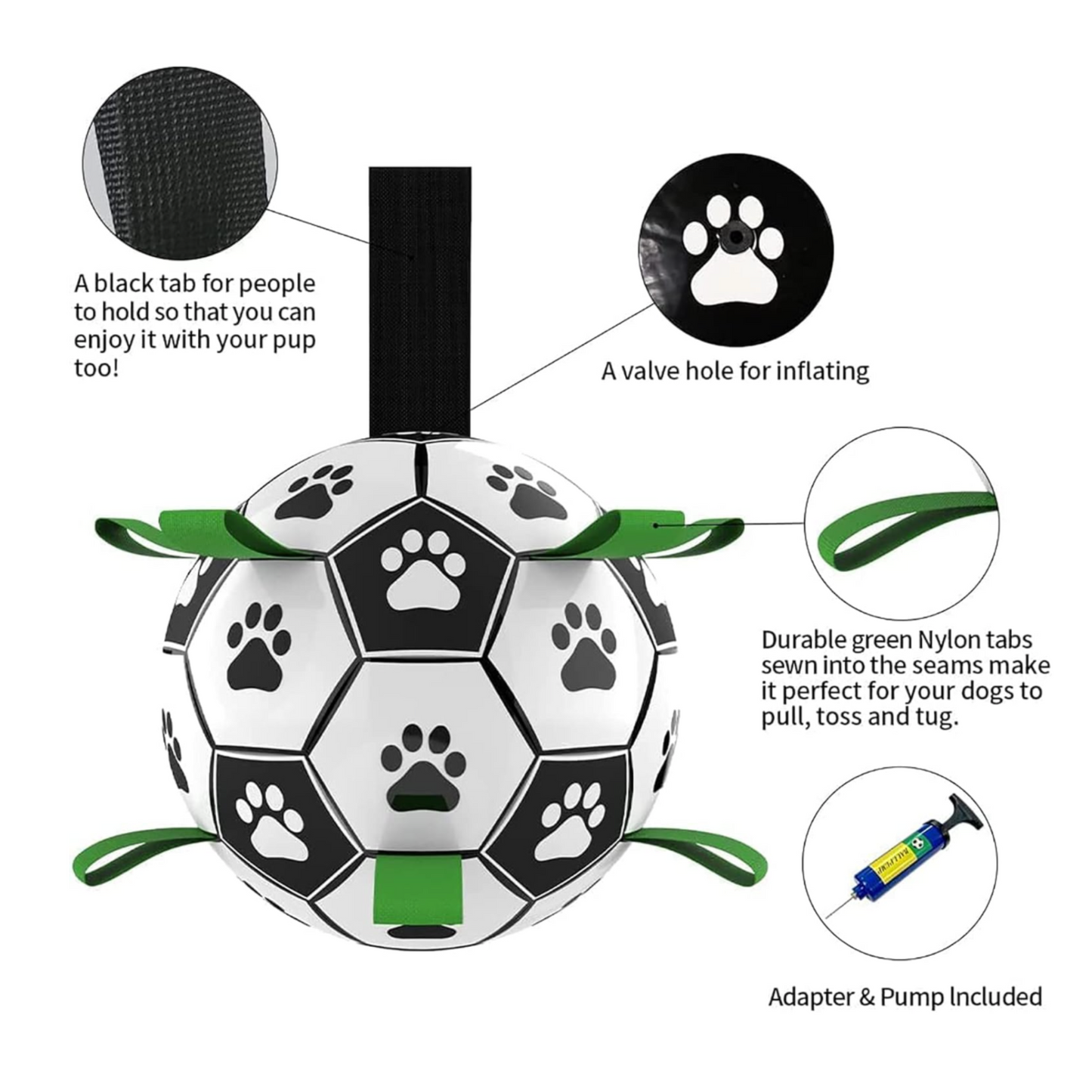 FetchFrenzy GrabTab Dog Soccer Ball