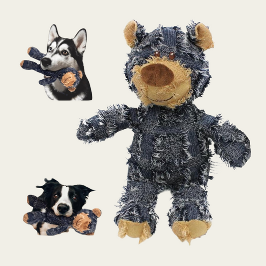 Unbreakable Squeaky Bear – Tough Plush Dog Toy for Heavy Chewers