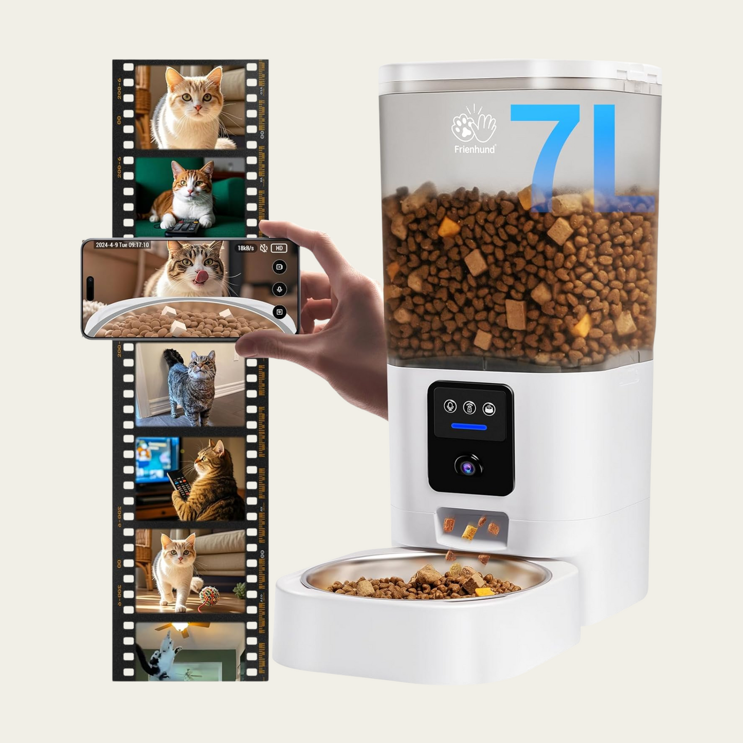 Automatic Dog and Cat Feeder with 2K Camera