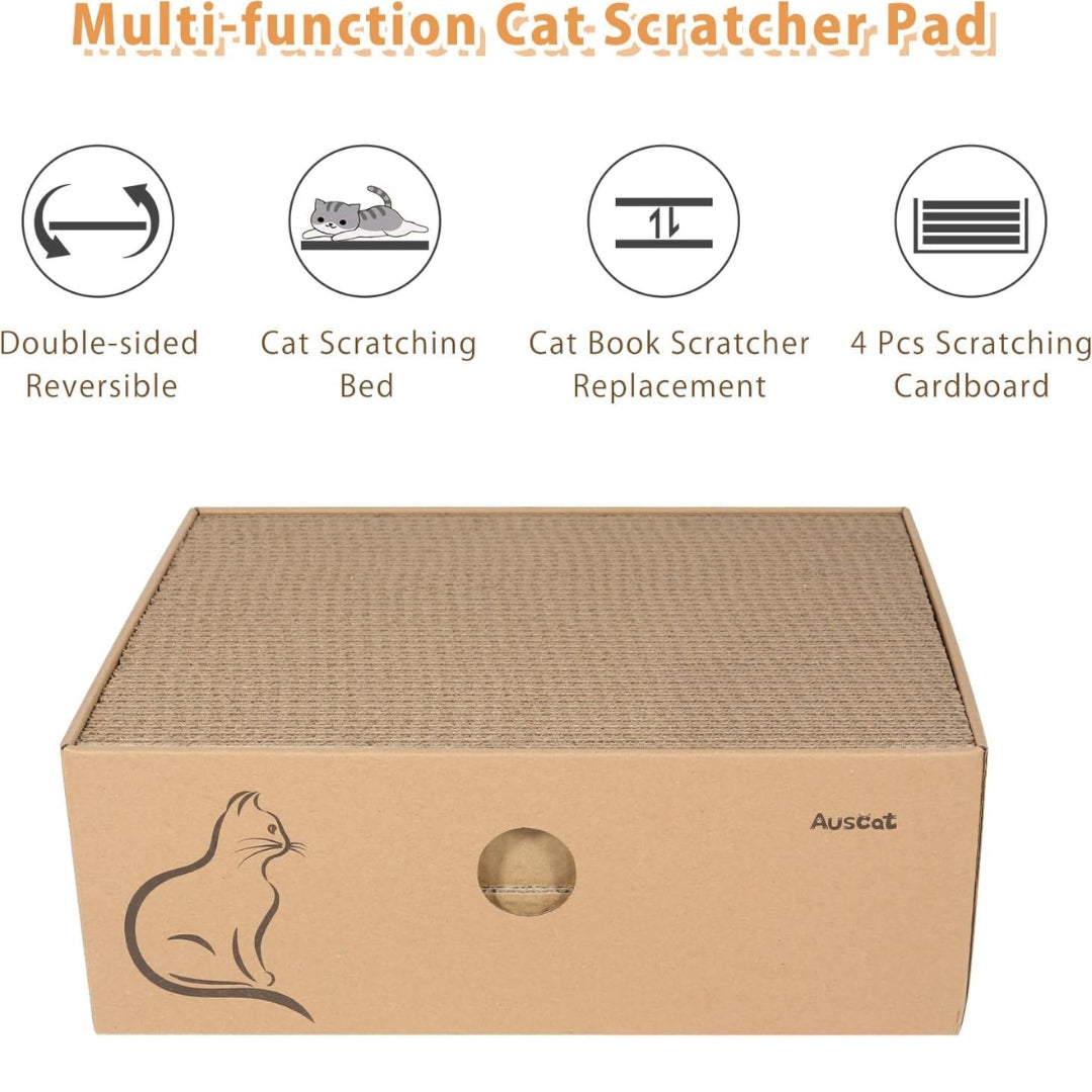 Cat Scratcher Box with 4 Reversible Pads & Catnip