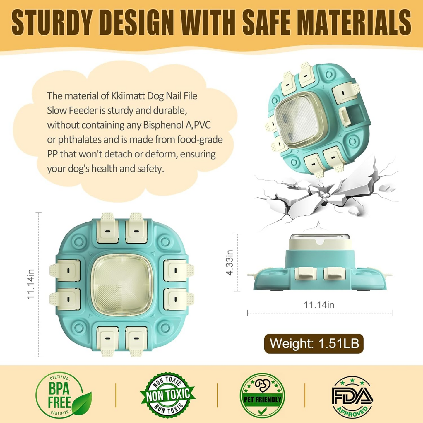 Interactive 3-in-1 Dog Enrichment Puzzle Feeder & Nail Care Toy