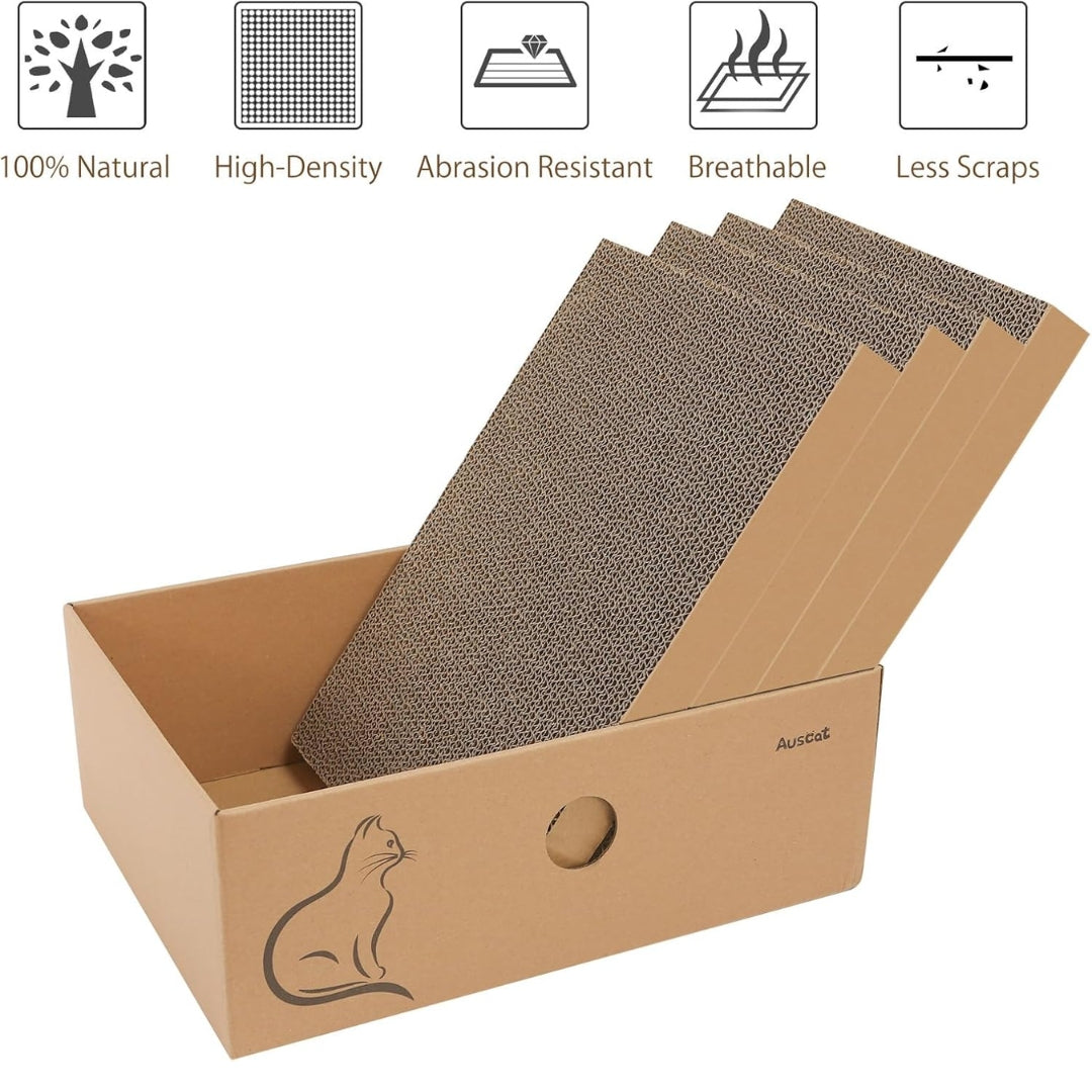 Cat Scratcher Box with 4 Reversible Pads & Catnip