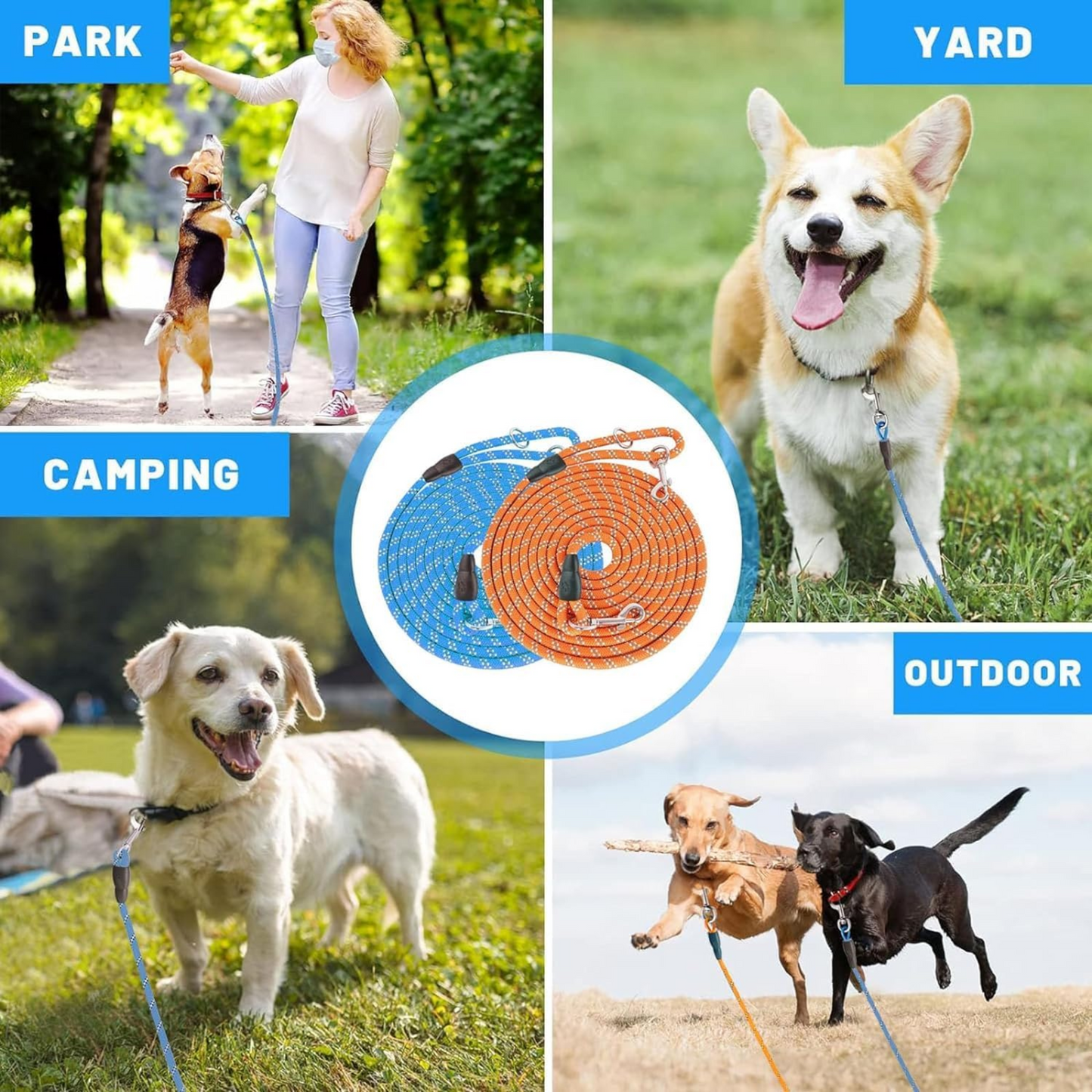 2Pcs Long Rope Leash for Dog Training