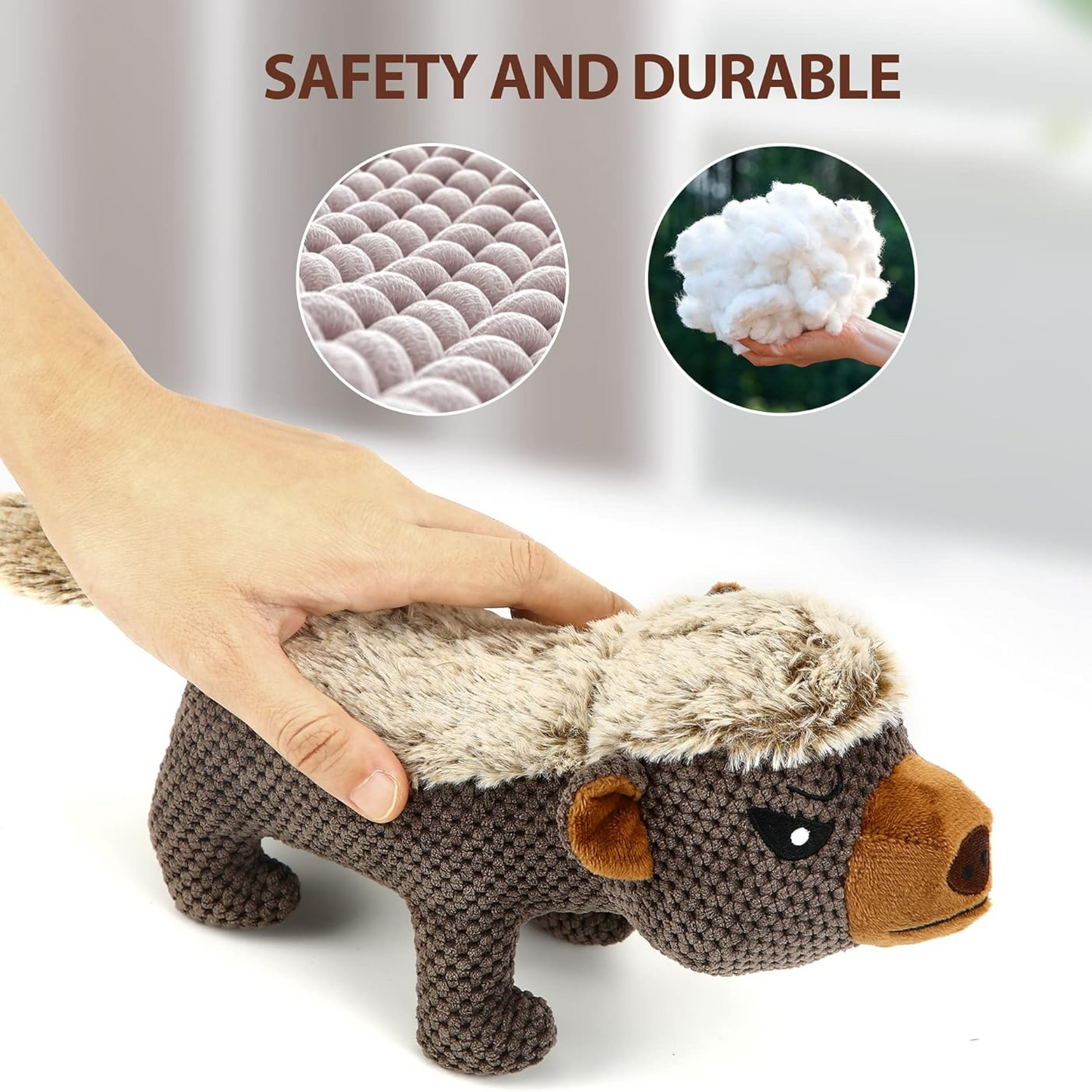 Indestructible Plush Chew Toy for Aggressive Chewers – Squeaky & Crinkle Paper