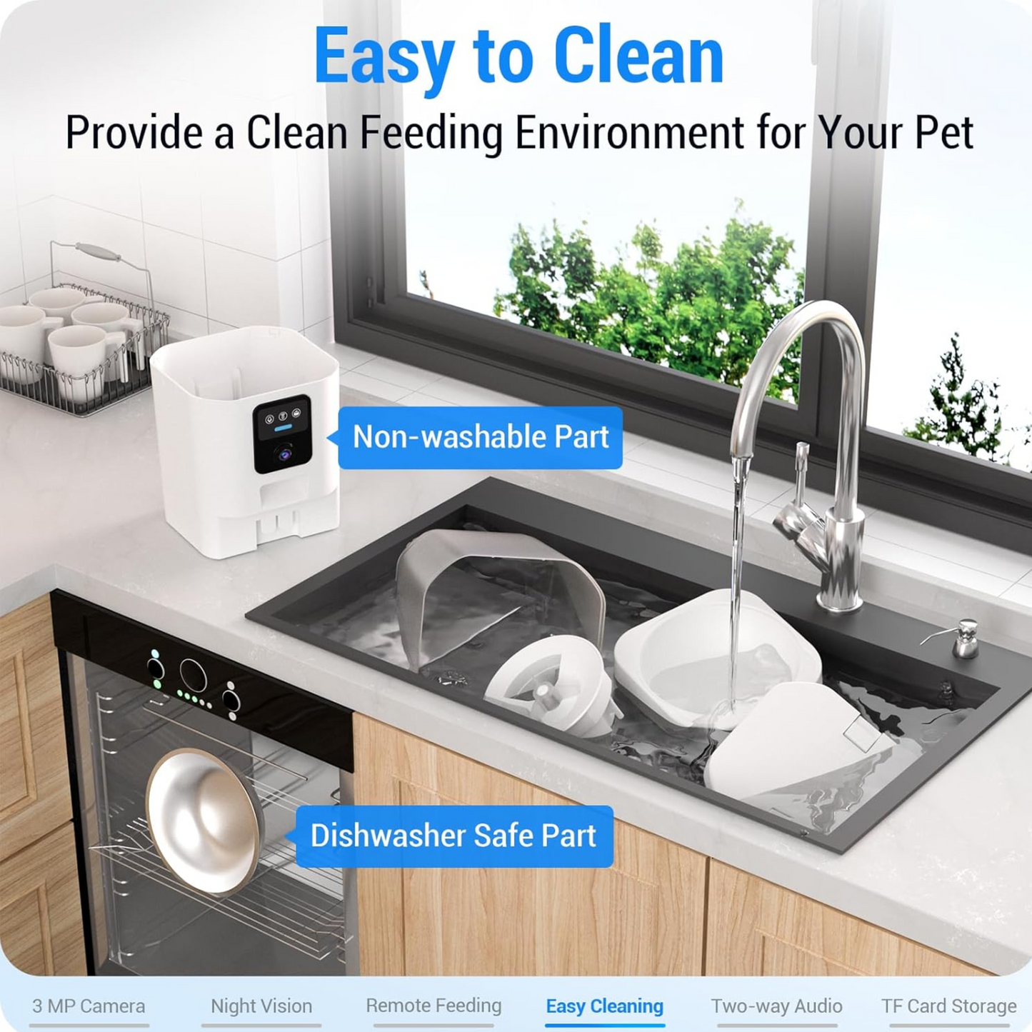 Automatic Dog and Cat Feeder with 2K Camera