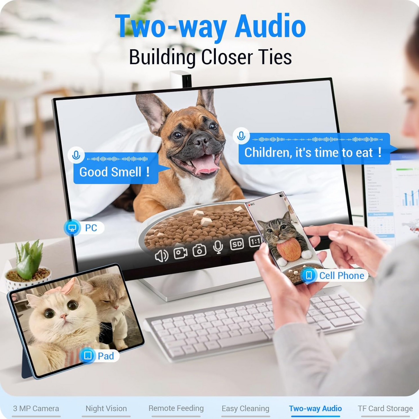 Automatic Dog and Cat Feeder with 2K Camera