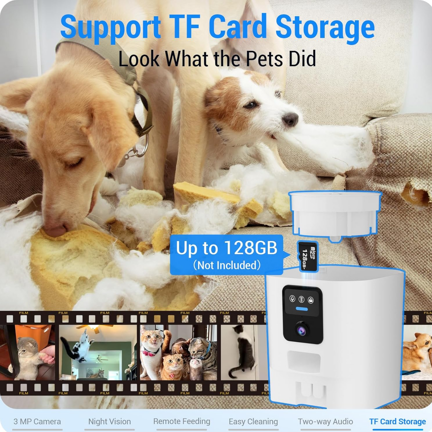 Automatic Dog and Cat Feeder with 2K Camera