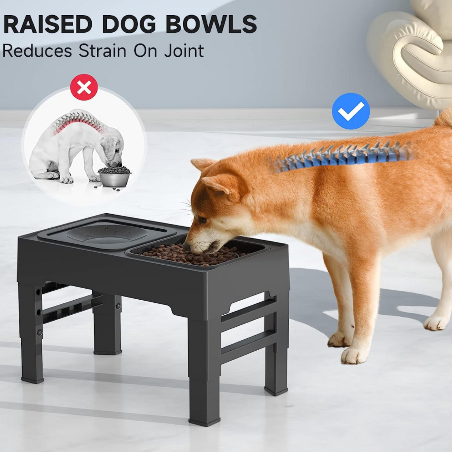 TuffyRise- Adjustable Elevated Dog Bowl Stand