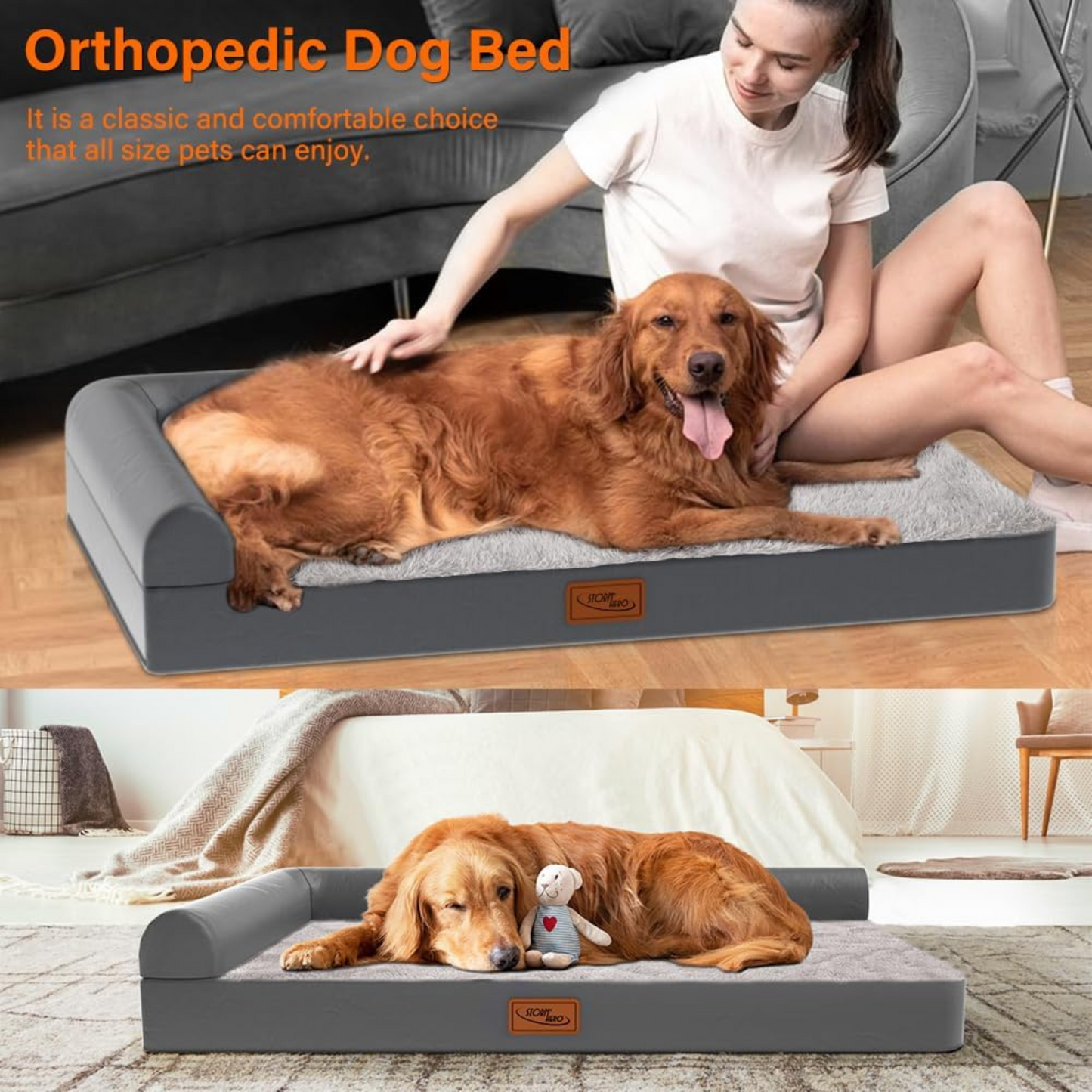 Orthopedic Dog Bed – Large Memory Foam Pet Sofa