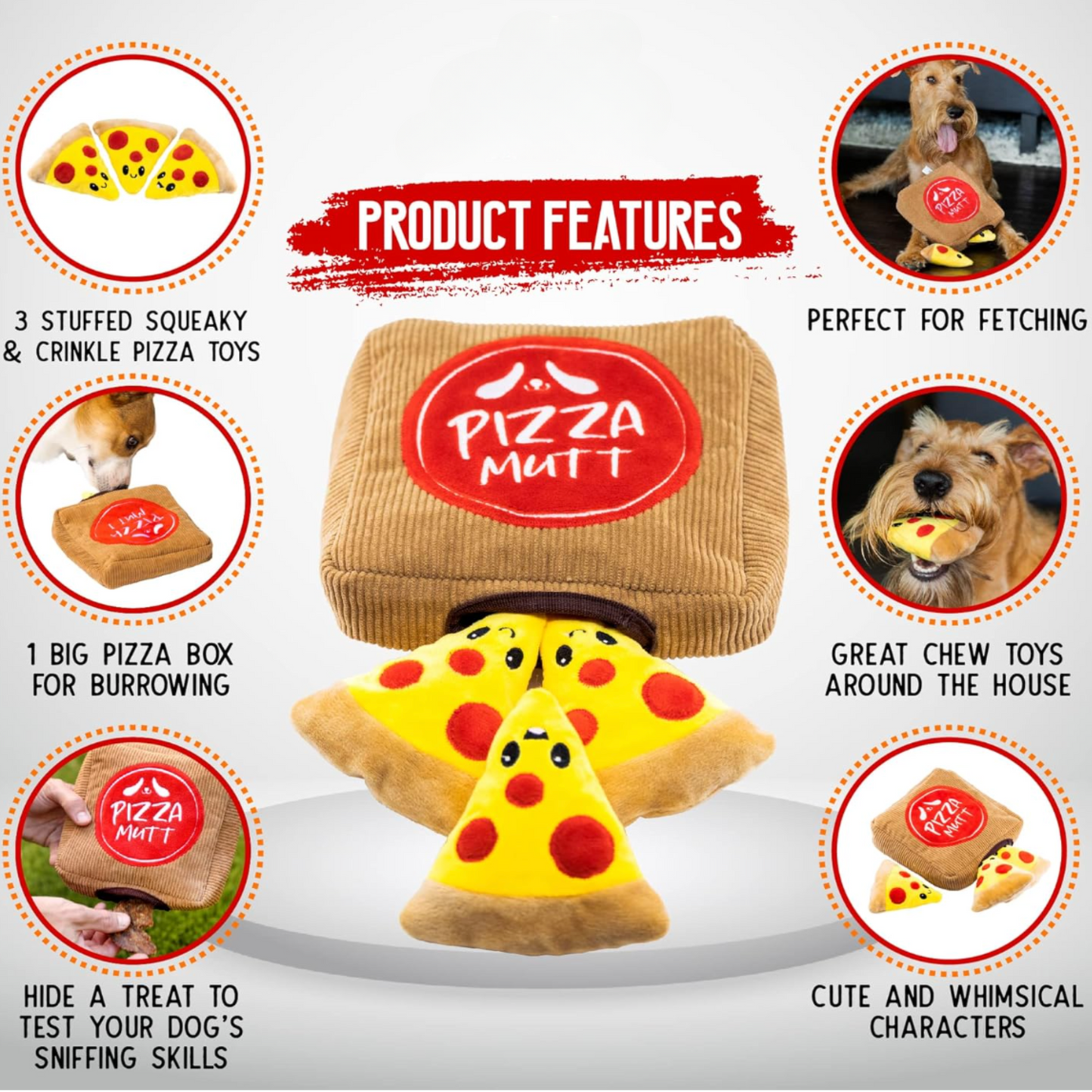 Pet Pizza Box Dog Toy Set