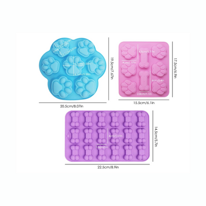 3 PCS Puppy Dog Paw & Bone Silicone Moulds