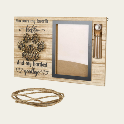 Pet Memorial Picture Frame - Wooden Dog Remembrance Frame with Hair Collection Bottle