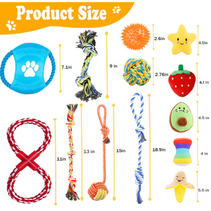 Dog Toys for Chewers - 13-Piece Set