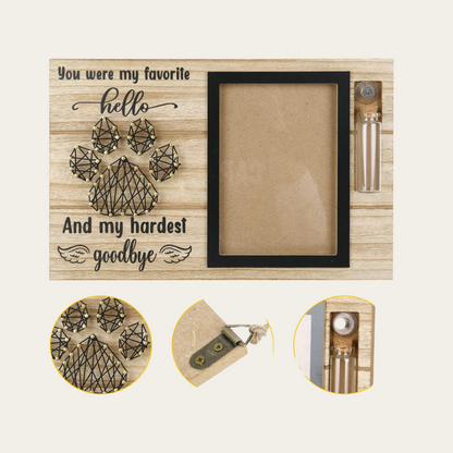 Pet Memorial Picture Frame - Wooden Dog Remembrance Frame with Hair Collection Bottle