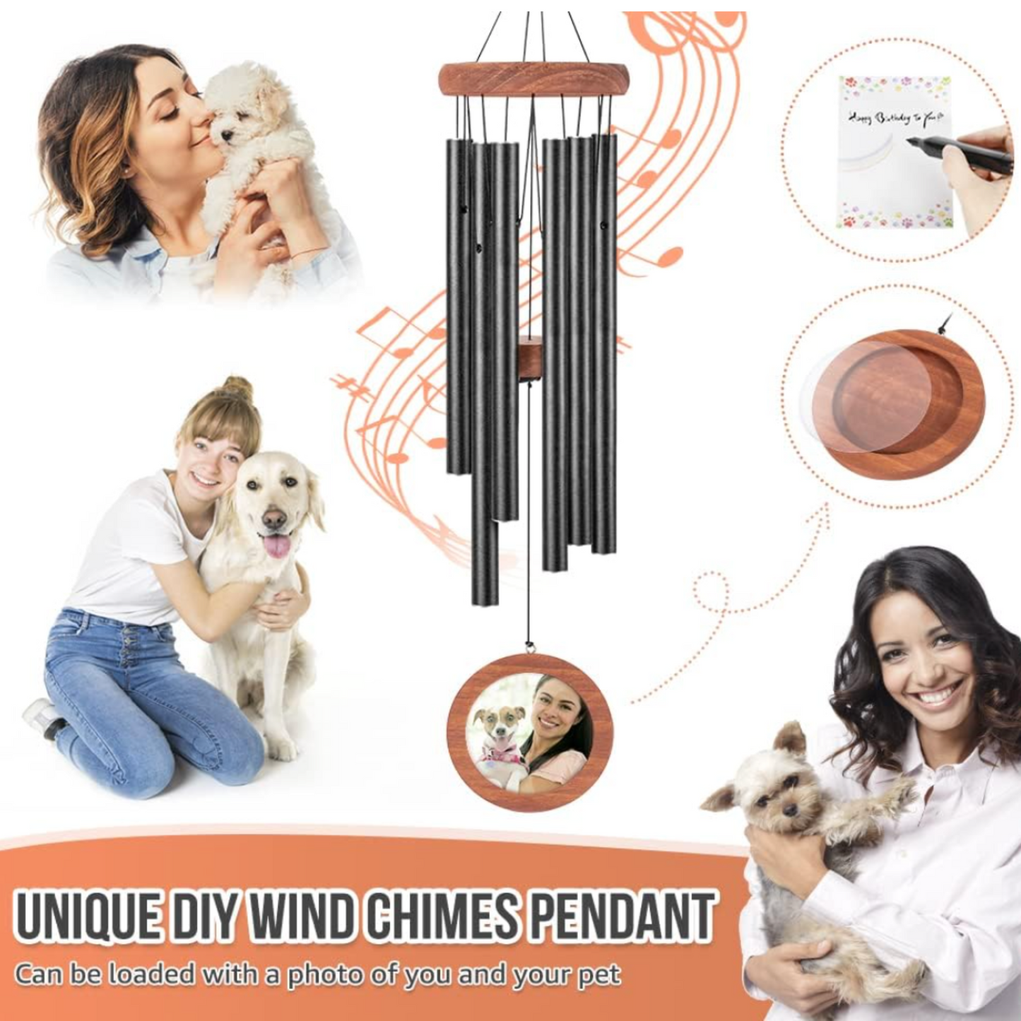 Pet Memorial Wind Chimes - 30" DIY Chime Set with Bracelets & Greeting Card