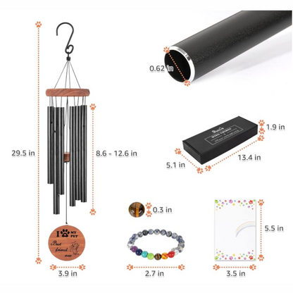 Pet Memorial Wind Chimes - 30" DIY Chime Set with Bracelets & Greeting Card