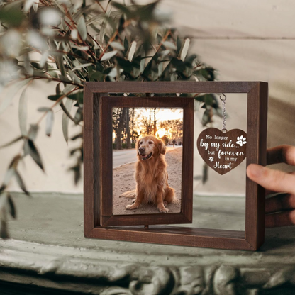 Dog Memorial Picture Frame - Rotating Wooden Frame for 4x6 Photo