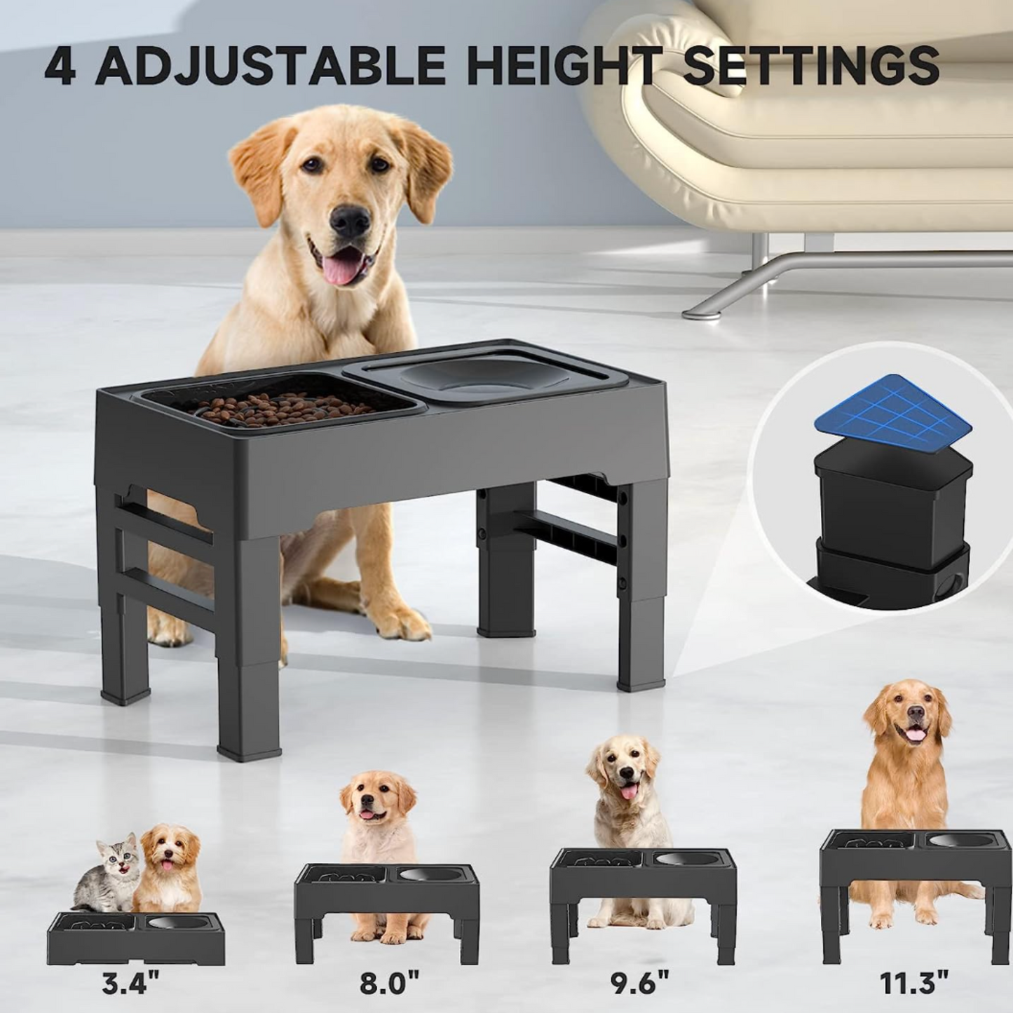 TuffyRise- Adjustable Elevated Dog Bowl Stand